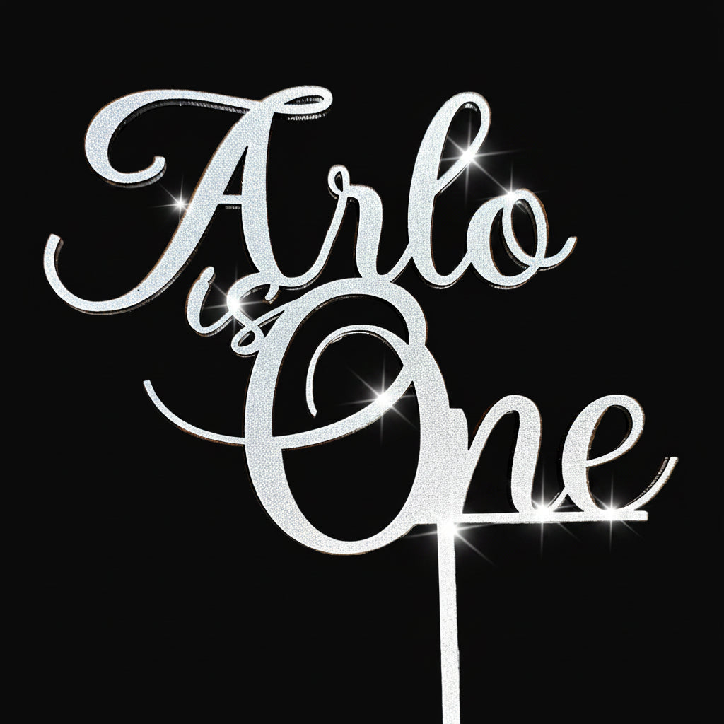 Decorative sign with 'Arlo is One' 
