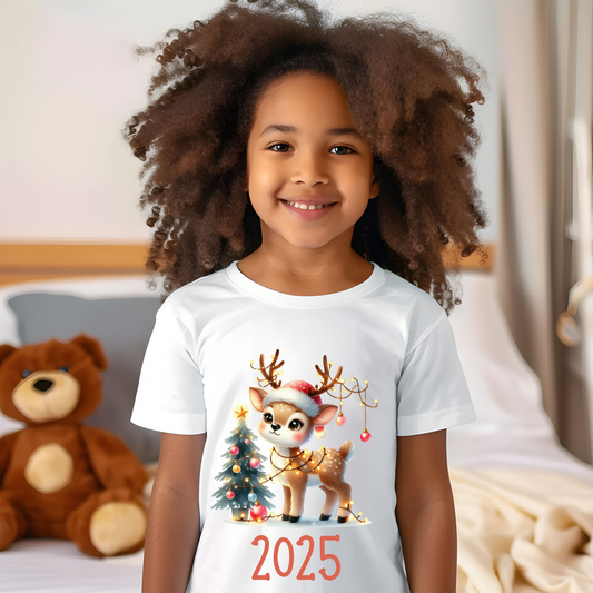 Reindeer Kids Tee, Christmas Holiday Shirt, Cute Children's Clothing, Festive Rudolph Top, Xmas Reindeer T-Shirt