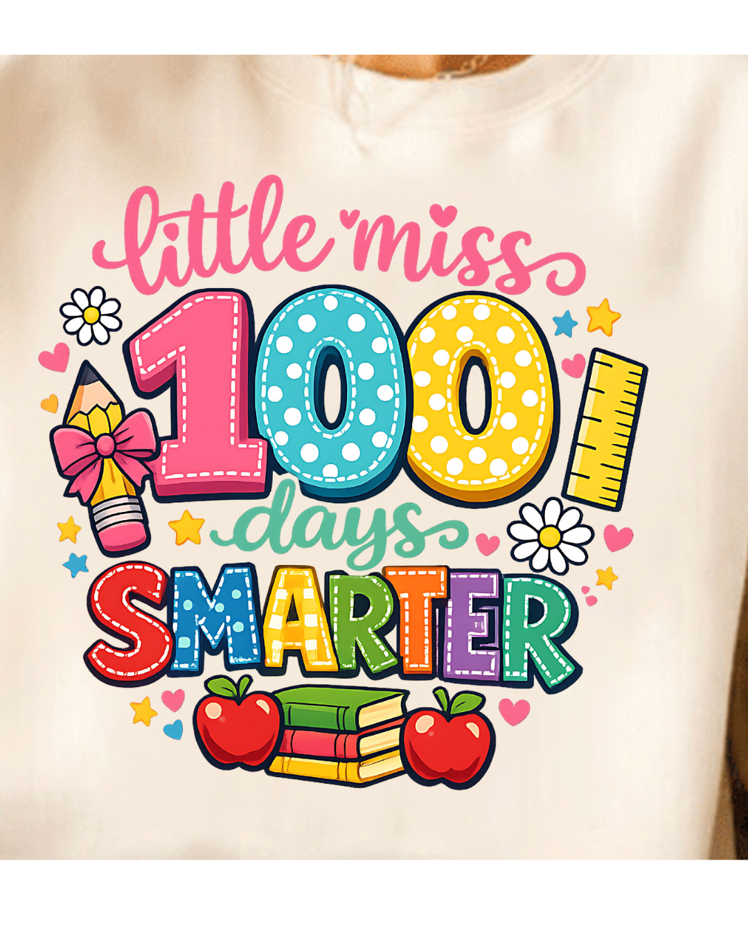 Kids Tee — "Little Miss 100 Days Smarter" 100th Day of School kids t-Shirt