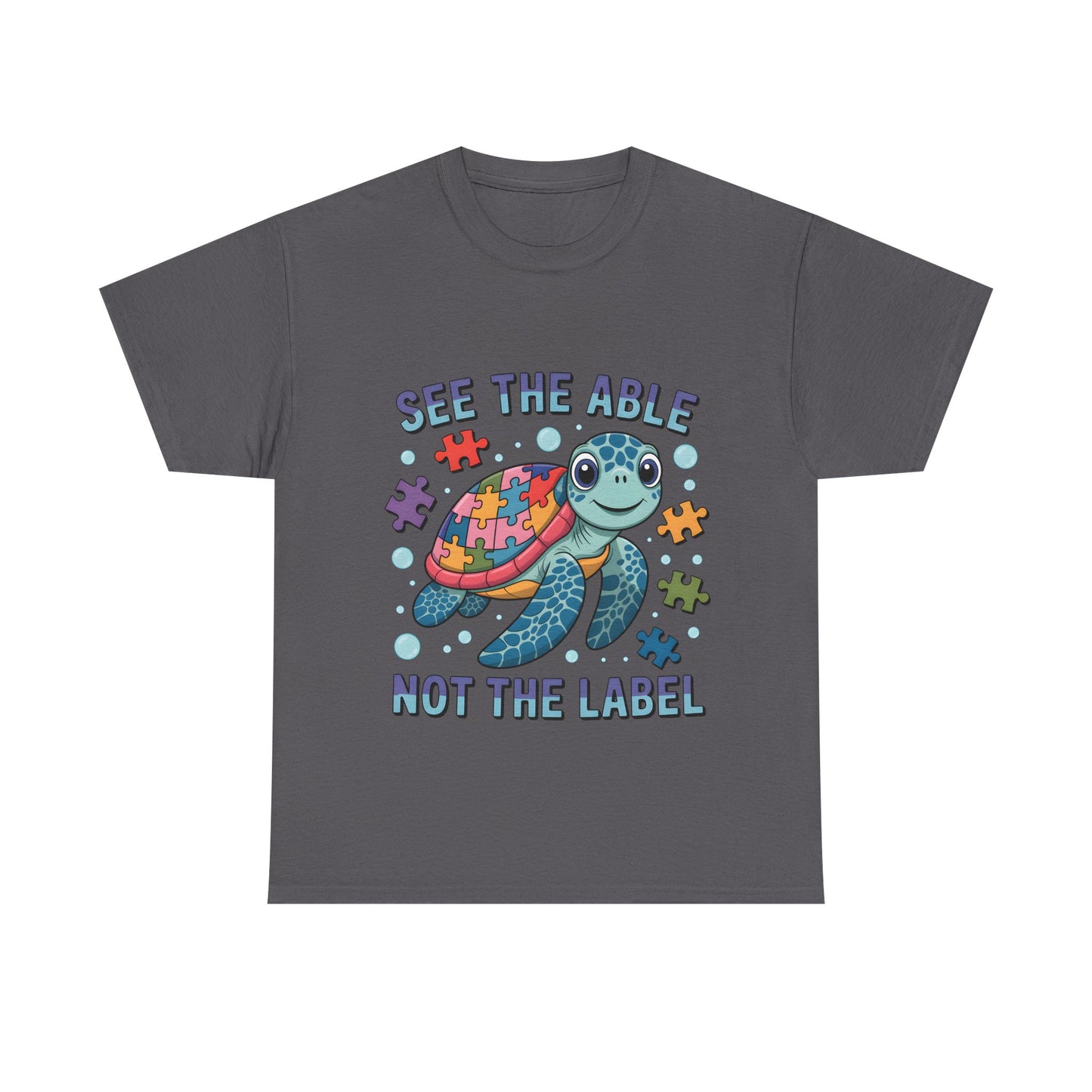 See the Able Not the Label Turtle T-Shirt, Autism awareness, autism, neurodivergent, teacher, kids