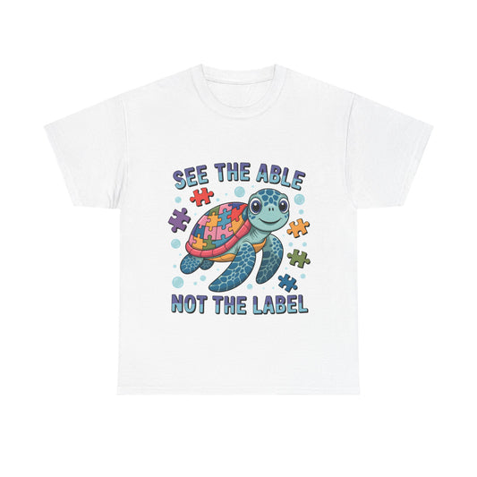 See the Able Not the Label Turtle T-Shirt, Autism awareness, autism, neurodivergent, teacher, kids