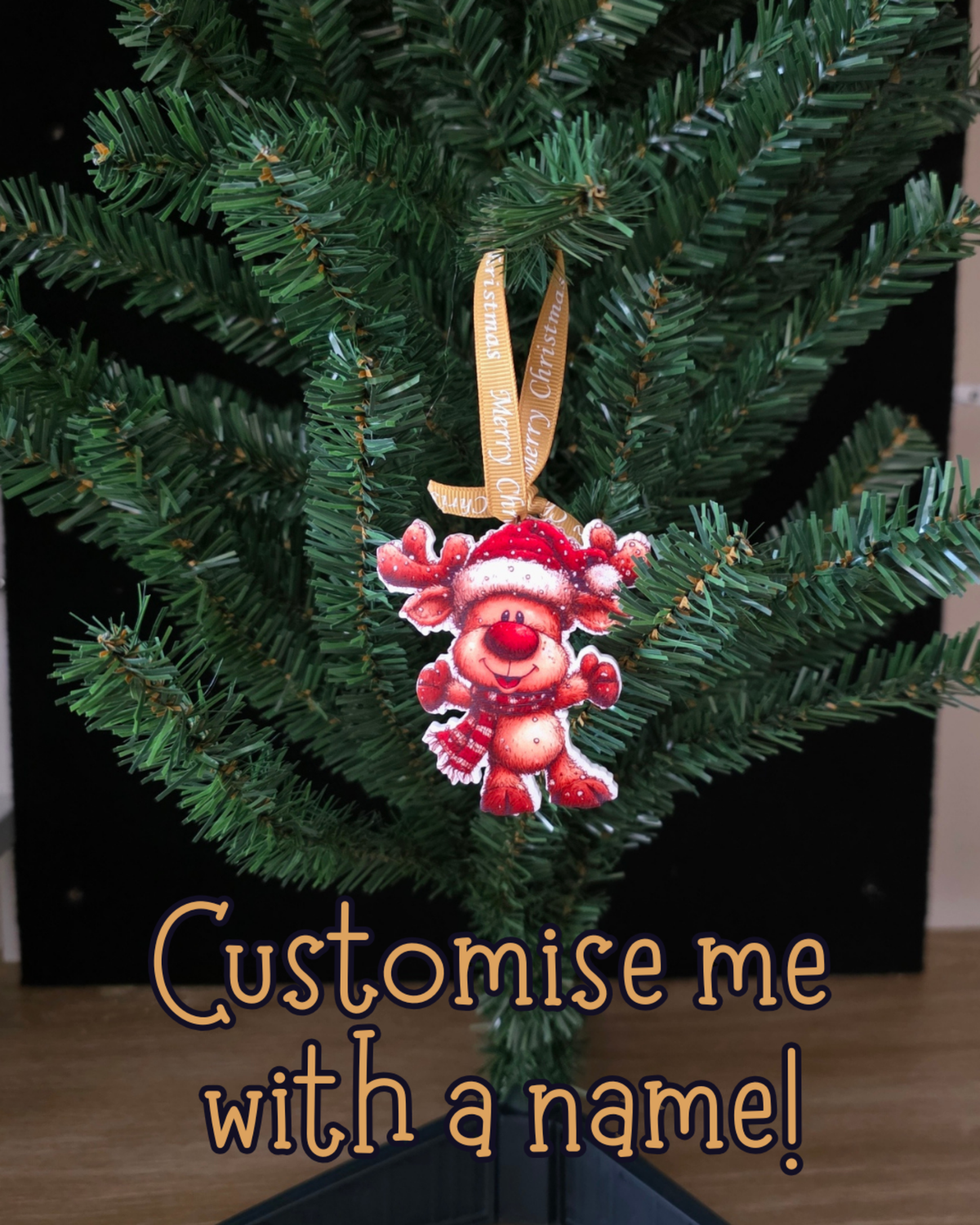 Reindeer Sublimated Acrylic Christmas Ornament (7cm)