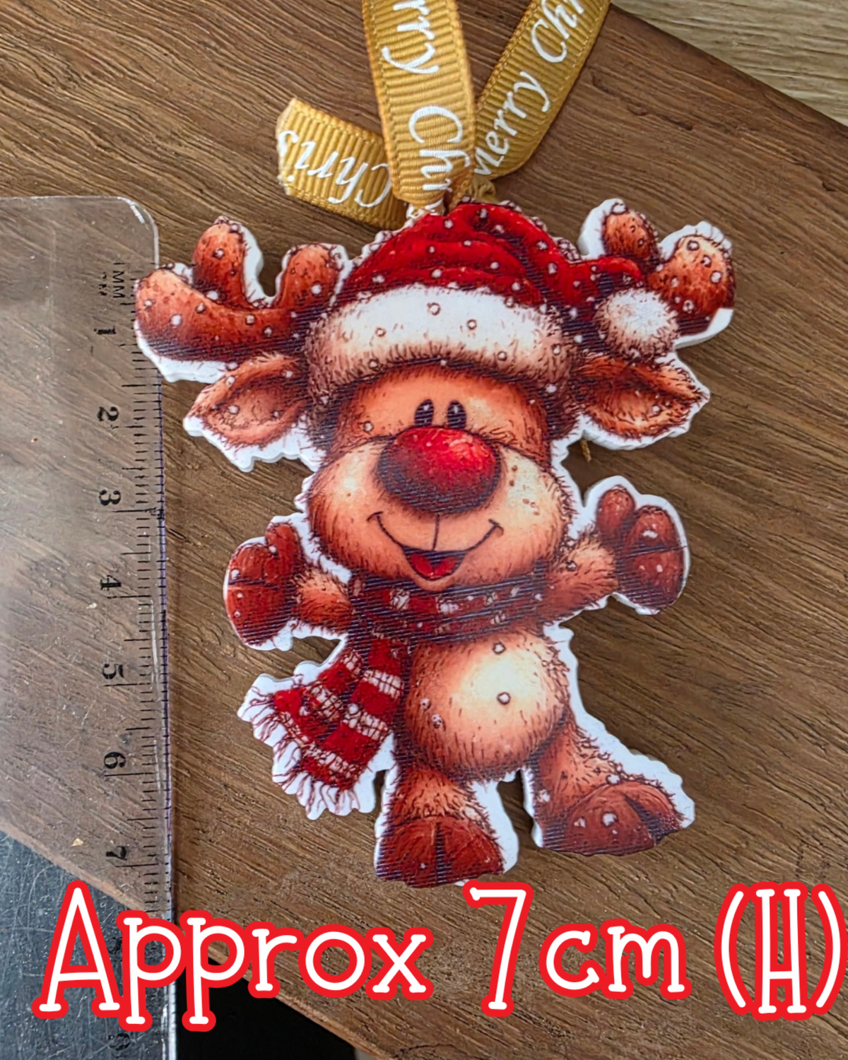 Reindeer Sublimated Acrylic Christmas Ornament (7cm)