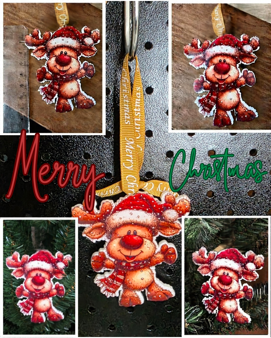 Reindeer Sublimated Acrylic Christmas Ornament (7cm)